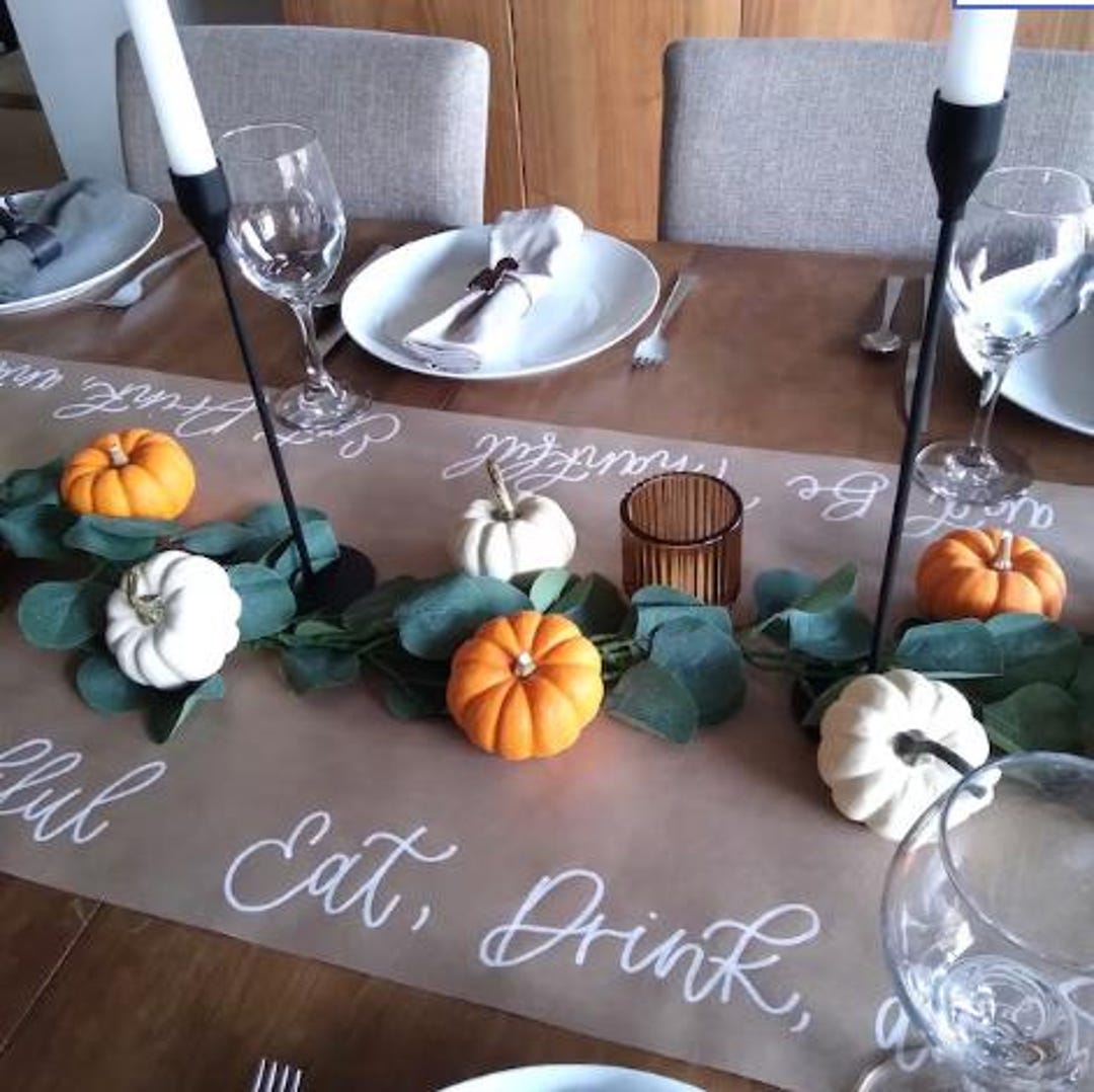 Brown Paper Table Runner for Holidays - Handlettered Kraft Paper ...