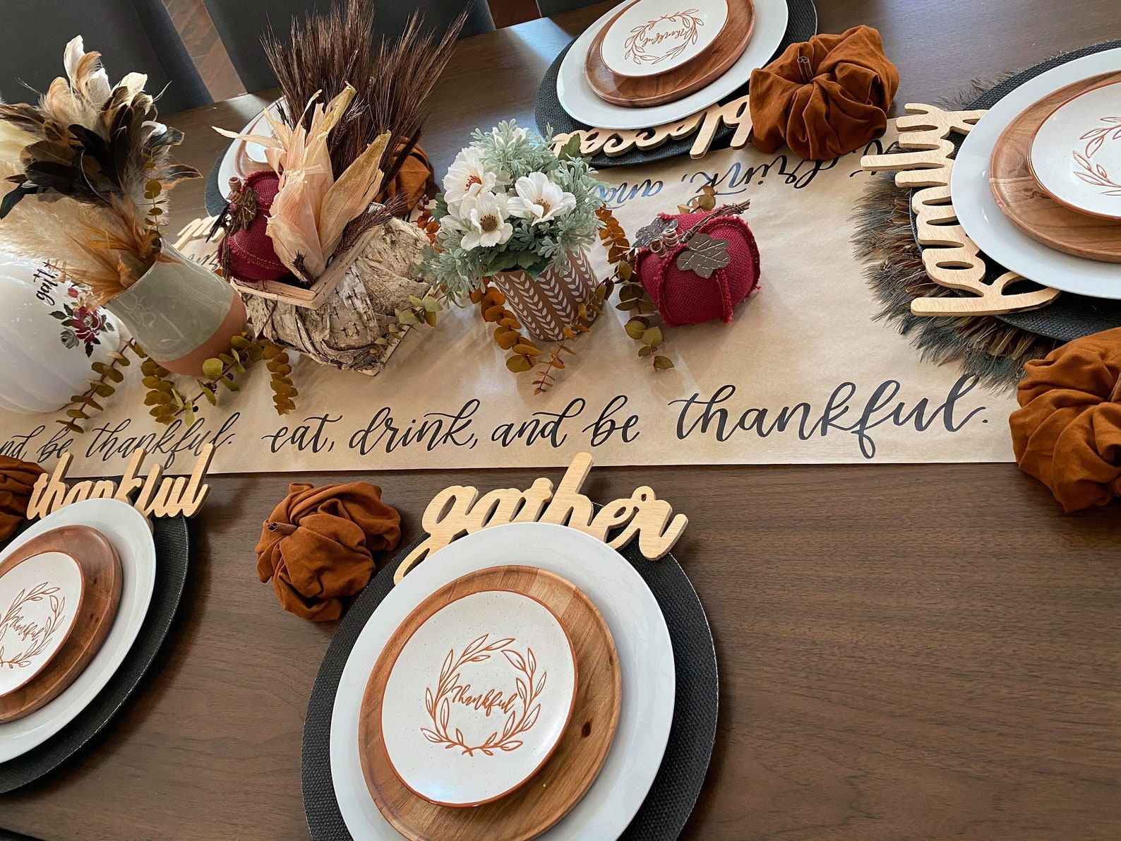 Brown Paper Table Runner for Holidays Handlettered Kraft Etsy