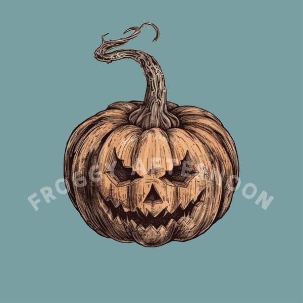 Transparent Halloween Pumpkin PNG / Vintage Style Art Jack-O-Lantern Clipart Digital Download / Nostalgic Spooky Jack O'Lantern Pumpkins