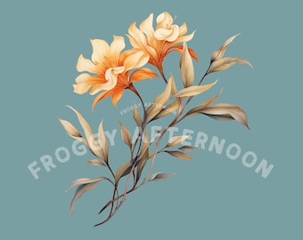 Transparent Vintage Saffron Crocus PNG / Crocus Sativus Flower Clipart Digital Download / Cute Garden Blossom Art / Beautiful Simple Bloom