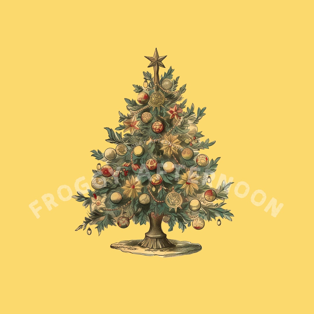 Transparent Vintage Christmas Tree PNG / Retro Christmas Clipart