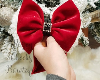 Santa buckle headwrap bow for babys toddler and youth