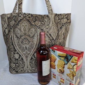 Tote bag, grocery, canvas, bag, market, reusable, custom, upholstery, shoulder bag, fabric, shopping, Holiday, brocade, Gold