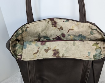 Leather Tote bag, Upholstery tote, canvas bag, market, reusable, travel Glamorous, re-purpose, shoulder bag, fabric, Travel