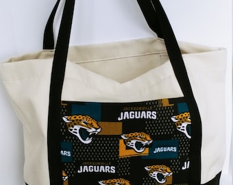 Tote bag, Upholstery tote, canvas bag, market, reusable, custom, grocery, Jaguars, re-purpose, Jacksonville, fabric, shopping, one-of-a-kind