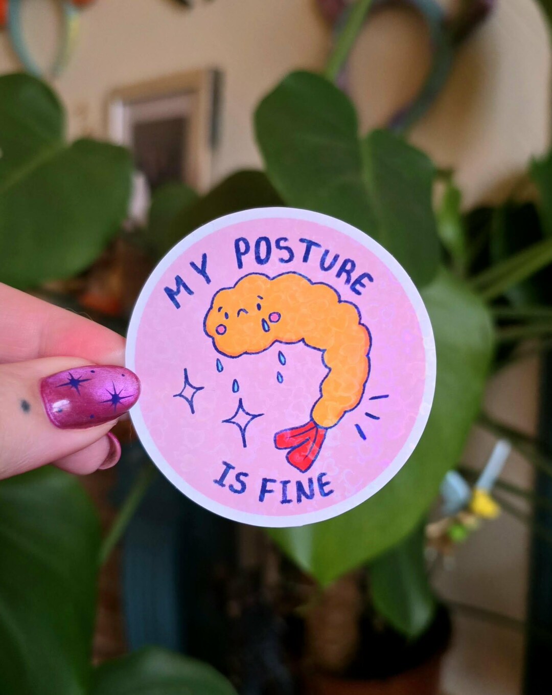 My Posture is Fine Shrimp Holographic Sticker - Etsy UK