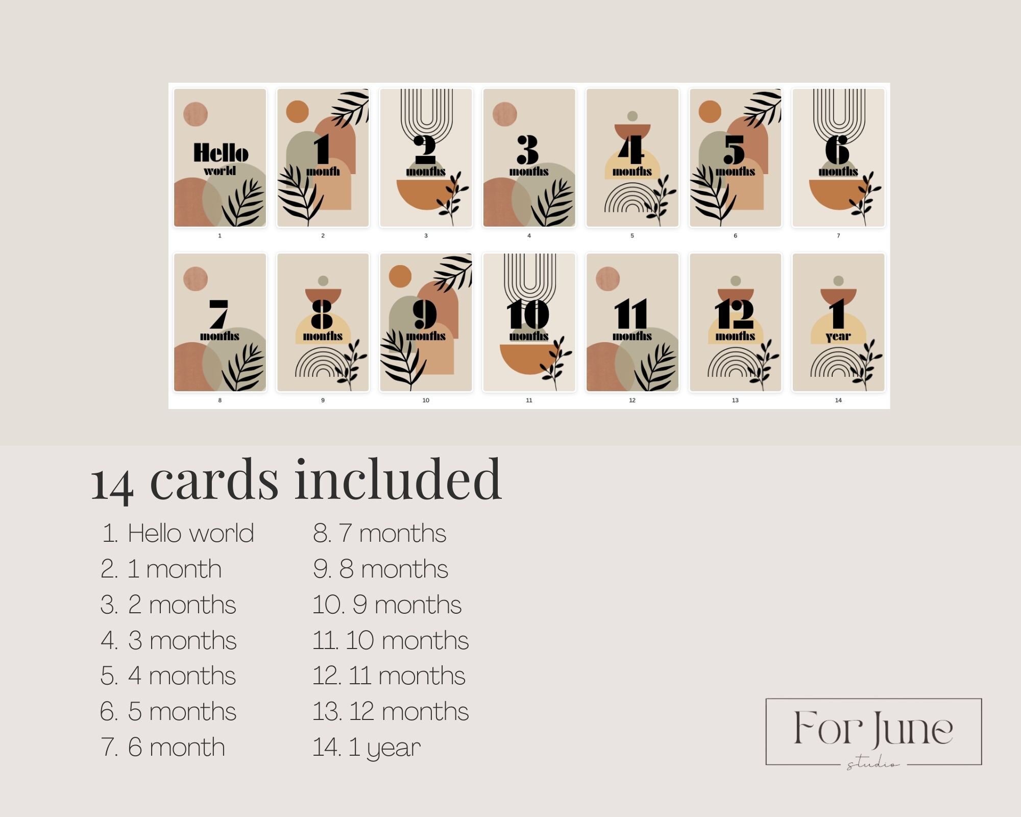 Milestone Cards, Boho Geometric, Digital Downloads, Pdf, Photo Prop ...