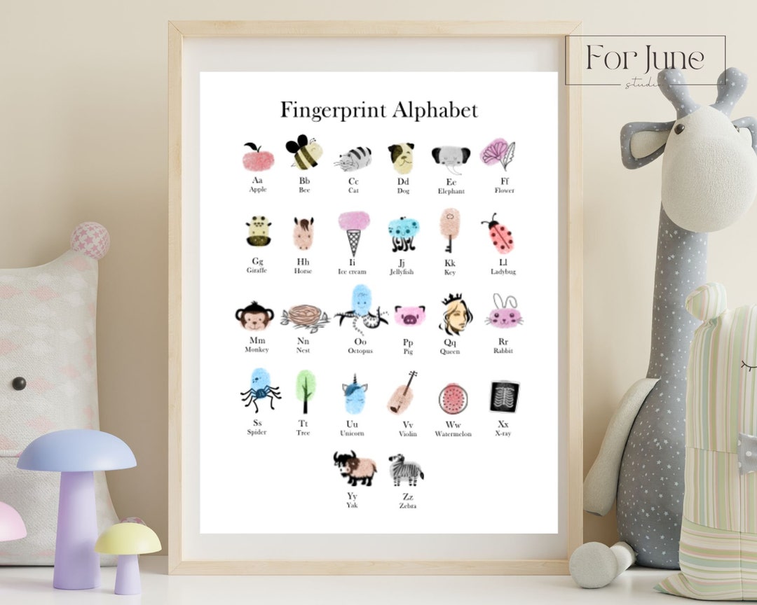 Fingerprint Alphabet, Thumbprint Craft, AZ Handprint, ABC Animal
