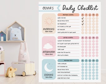 Kids Daily Checklist Canva - Etsy