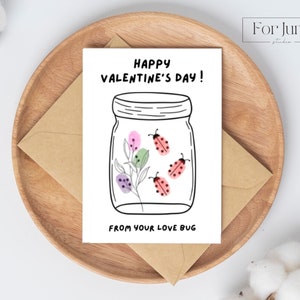 Vingerafdrukkaart, vingerafdruk liefdesbug, lieveheersbeestje handafdruk, Happy Valentine's Day, onderwijs kleuterschool, afdrukbaar, thuisschoolactiviteit,