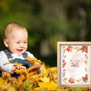 Tarjetas de hitos de temporada, Mi primera tarjeta navideña, descargas digitales, Pdf, jpg, tarjetas de accesorios fotográficos, decoración de guardería, Otoño, baby shower