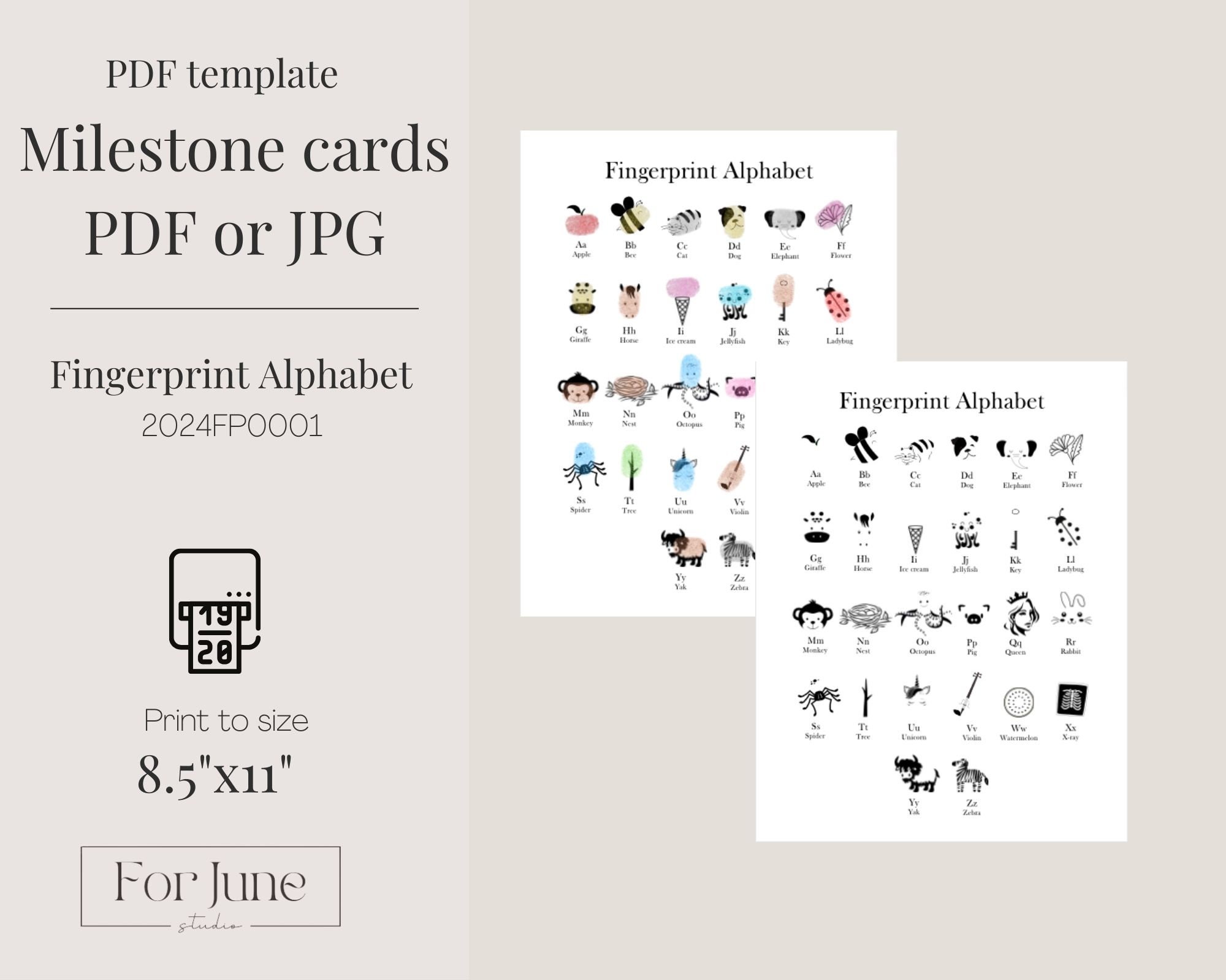 Fingerprint Alphabet, Thumbprint Craft, AZ Handprint, ABC Animal