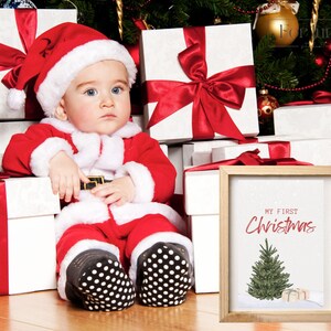 Tarjetas de hitos de temporada, Mi primera tarjeta navideña, descargas digitales, Pdf, jpg, accesorios fotográficos, tarjetas de bebé, decoración de guardería, Navidad, baby shower