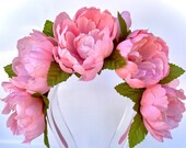 Light Pink Peony Mexican Flower Crown Headband