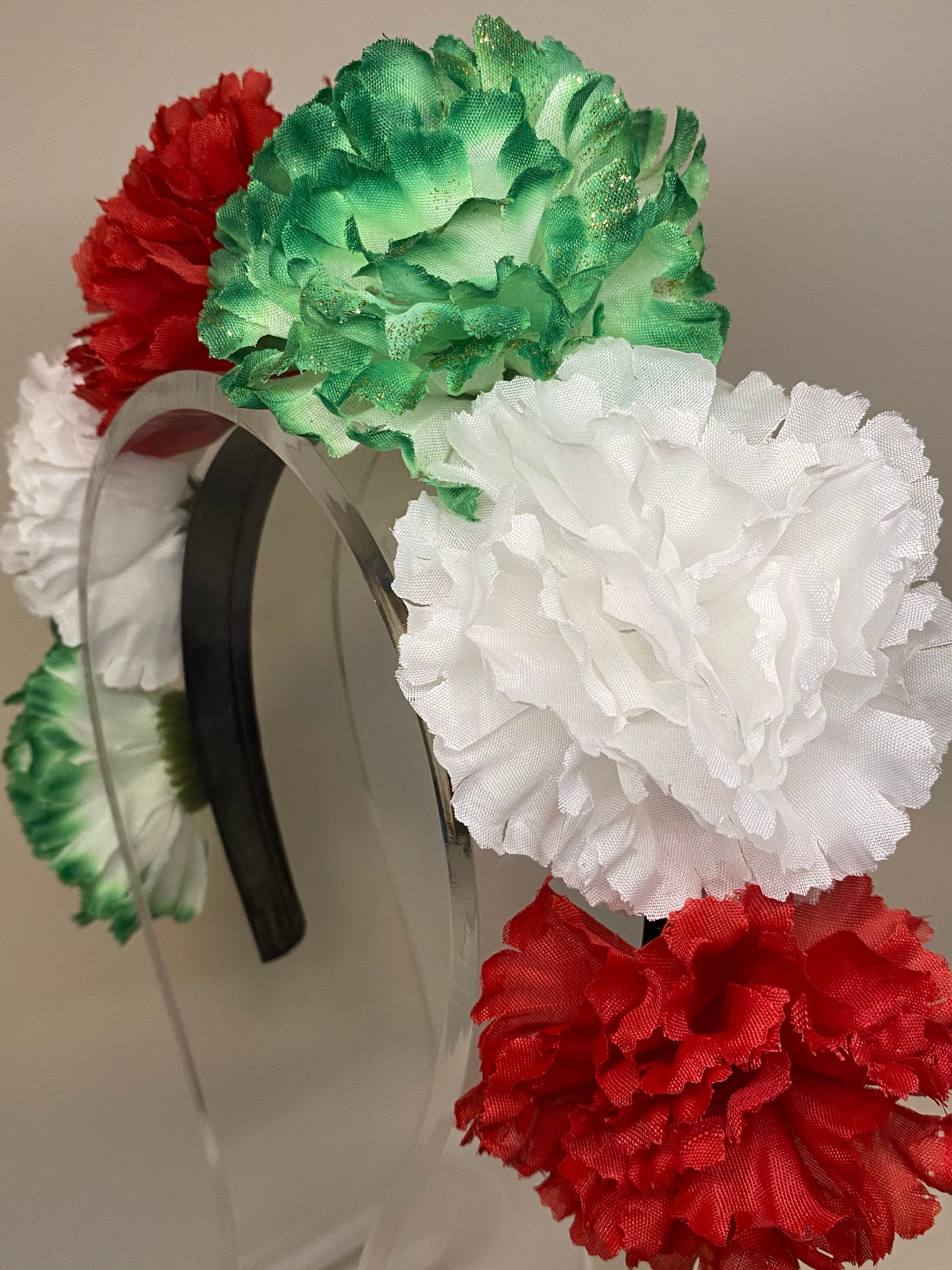 Green White & Red Carnations Mexican Flower Crown Headband Etsy