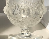 Vintage René Lalique, France Elizabeth Sparrows Nestled Among Foliage