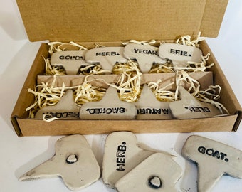 Set of 8 Handmade Ceramic Cheese Markers