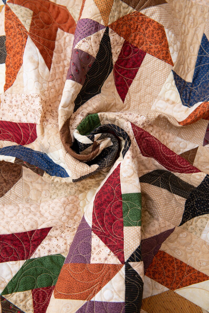 Pinwheel Multi Colored Homemade Quilt Throw/Full Sized Etsy