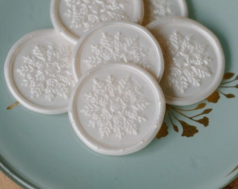 White Pearl Snowflake Wax Seal / Self Adhesive / Letter writing / Envelopes / Invitations / Stationary / Wedding Stationary / Christmas