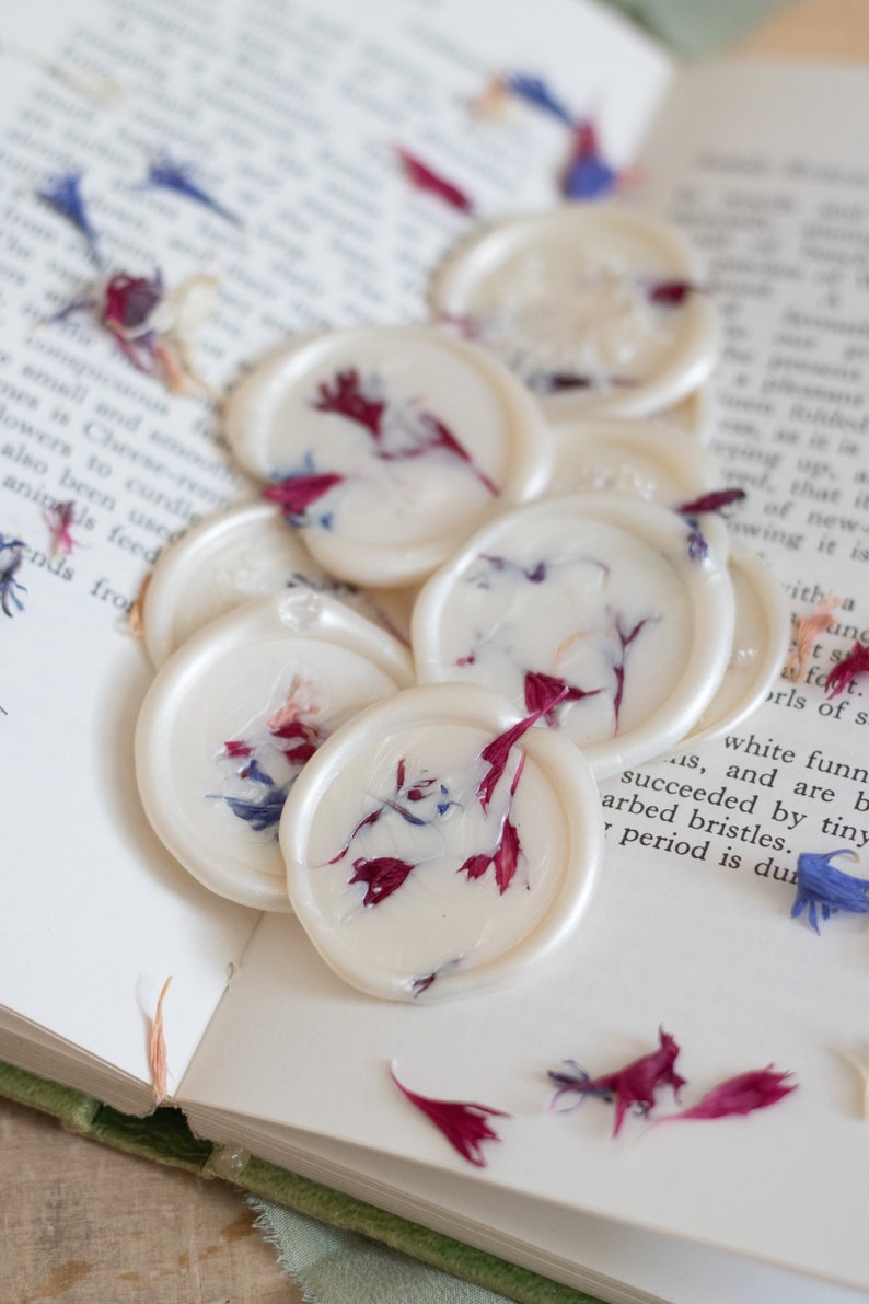 Wildflower Wax Seal / Self Adhesive / Letter writing / Envelopes / Invitations / Stationary / Wedding Stationary / Dried Flower petals image 2