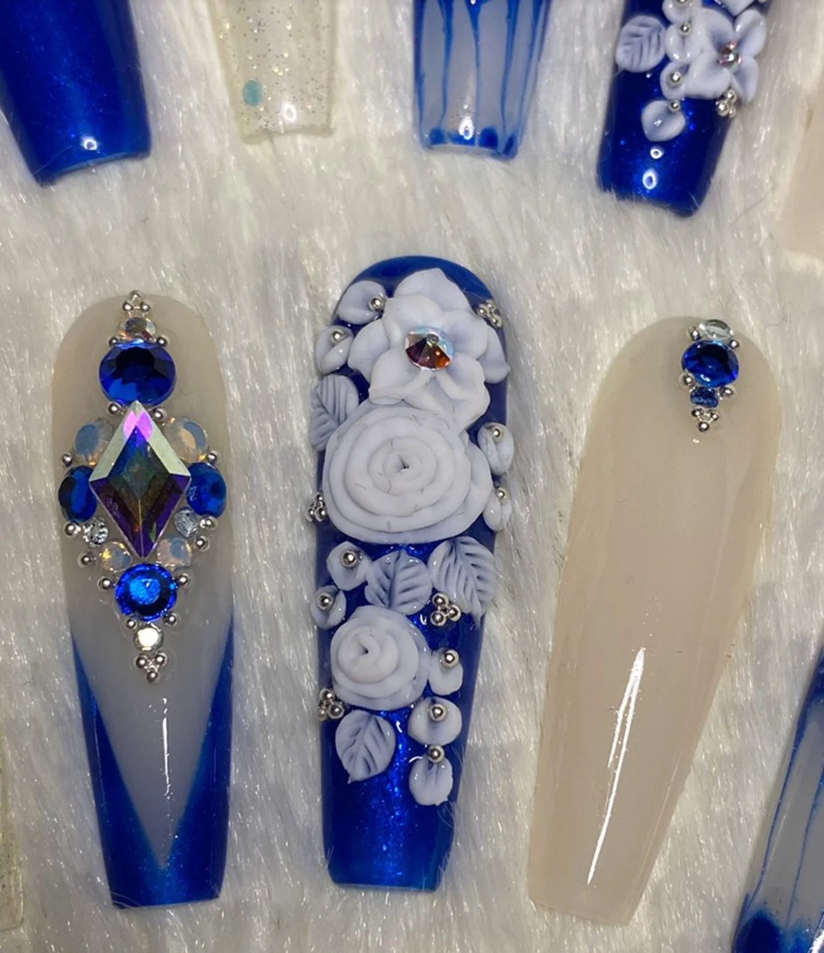 Blue Rose Press on Nails - Etsy