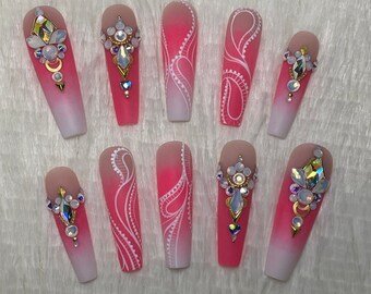 Neon Swirl Press On Nails