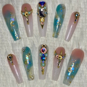 Glowy Moon Press On Nails