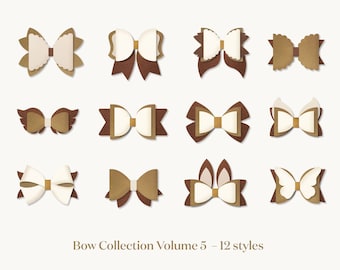 Bow Bundle SVG, Hair Bow Template, Bow Collection SVG, Felt Bow SVG, Hair Bow Silhouette, Cricut Cut Files