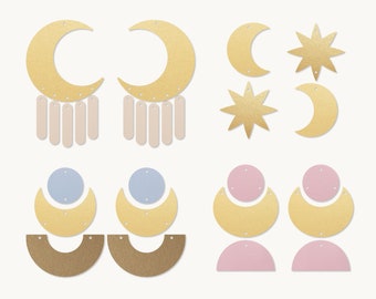 Earrings SVG | Moon star earrings template SVG, Leather Earrings, Silhouette Cut Files, Cricut Cut Files DIY
