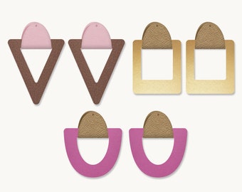 Earrings SVG | Dangle part earrings template SVG, Leather Earrings, Earring Template, Silhouette Cut Files, Cricut Cut Files