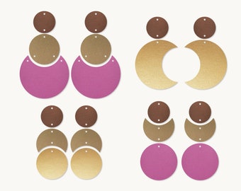 Earrings SVG | Moon earrings template SVG, Leather Earrings, Clay Earring Template, Silhouette Cut Files, Cricut Cut Files