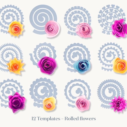 Rolled Flower SVG 3D Flower Template Rolled Paper Flower | Etsy