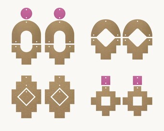 Bohemian Desert Earrings SVG, Boho Earrings SVG, Leather Earrings, Template Silhouette Cut Files, Cricut Cut Files Pendant DIY