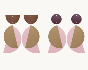 Circular Stacked Earrings SVG, Feather Earrings SVG, Leather Earrings, Template Silhouette Cut Files, Cricut Cut Files Pendant DIY