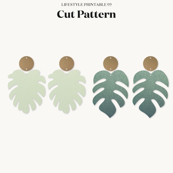 Earrings SVG | Monstera leaf earrings template SVG, Plant Earring Template, Leather Earrings, Silhouette Cut Files, Cricut Cut Files