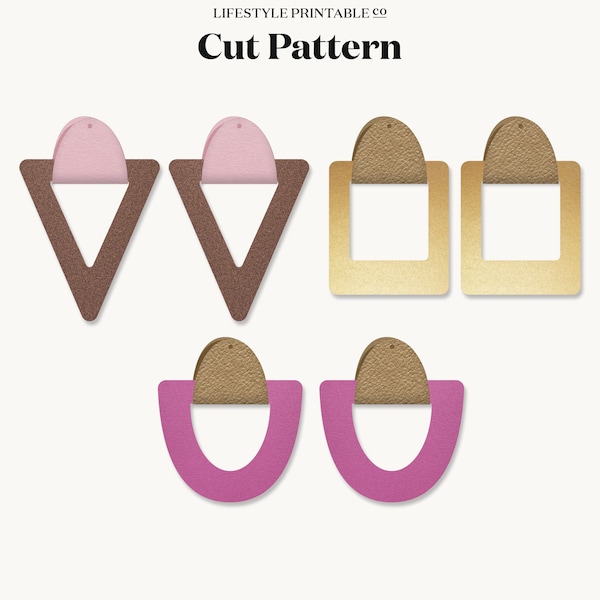 Earrings SVG | Dangle part earrings template SVG, Leather Earrings, Earring Template, Silhouette Cut Files, Cricut Cut Files