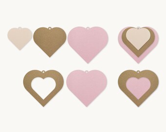 Hearts Earrings SVG, Stacked Jewelry Template, Leather Earrings, Template Silhouette Cut Files, Cricut Cut Files Pendant DIY
