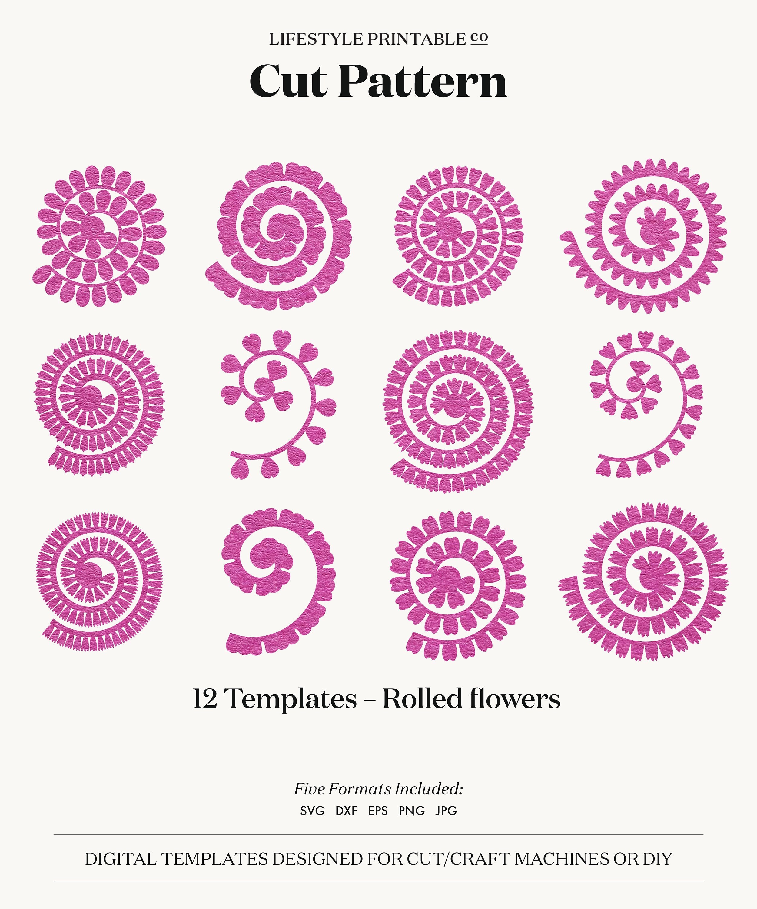 Rolled Flower SVG 3D Flower Template Rolled Paper Flower Etsy Rolled Flower SVG 3D Flower Template Rolled Paper Flower Etsy