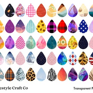 May include: Set of 48 digital clipart images of colorful raindrops with various patterns, including geometric, floral, and abstract designs.  The images are transparent PNG files, perfect for crafting projects.