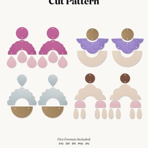 Earrings SVG | Scallop wings earrings template SVG, Dangle Earring Template, Leather Earrings, Silhouette Cricut Cut Files