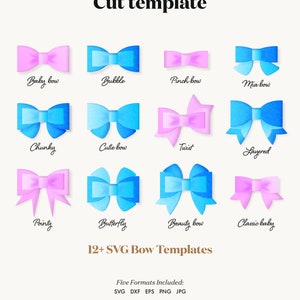 12+ Bow Bundle SVG, Hair Bow Template, Bow Collection SVG, Felt Bow SVG, Hair Bow Silhouette, Cricut Cut Files