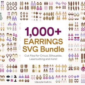 Orecchini Bundle TUTTO IL NEGOZIO, orecchini in similpelle, orecchini a foglia SVG, modello per orecchini, file di taglio Silhouette, file di taglio Cricut