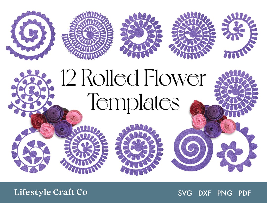 Rolled Flower SVG, 3D Flower Template, Rolled Paper Flower SVG, Paper ...