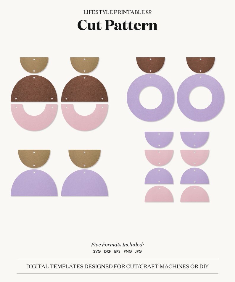 Earrings SVG Dangle Parts Earrings Template SVG Leather Etsy