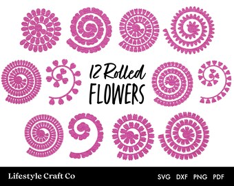 Rolled Flower SVG, 3D Flower Template, Rolled Paper Flower SVG, Paper Flowers Template Silhouette and Cricut Cut Files