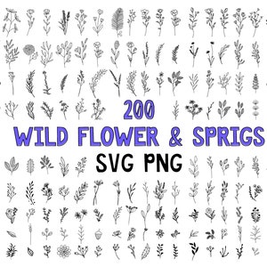 200 Wildflower Svg Bundle | Flower svg | Floral svg Bundle | Botanical svg | Flower clipart | svg files cricut | wildflower svg | Floral svg