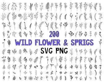 200 Wildflower Svg Bundle | Flower svg | Floral svg Bundle | Botanical svg | Flower clipart | svg files cricut | wildflower svg | Floral svg