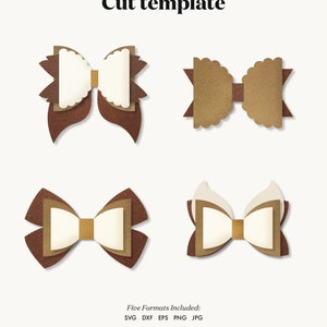 Puede incluir: Cuatro archivos de corte digital para crear un lazo en capas. El lazo est&aacute; hecho de papel marr&oacute;n, beige y blanco. Los archivos est&aacute;n disponibles en los formatos SVG, DXF, EPS, PNG y JPG.