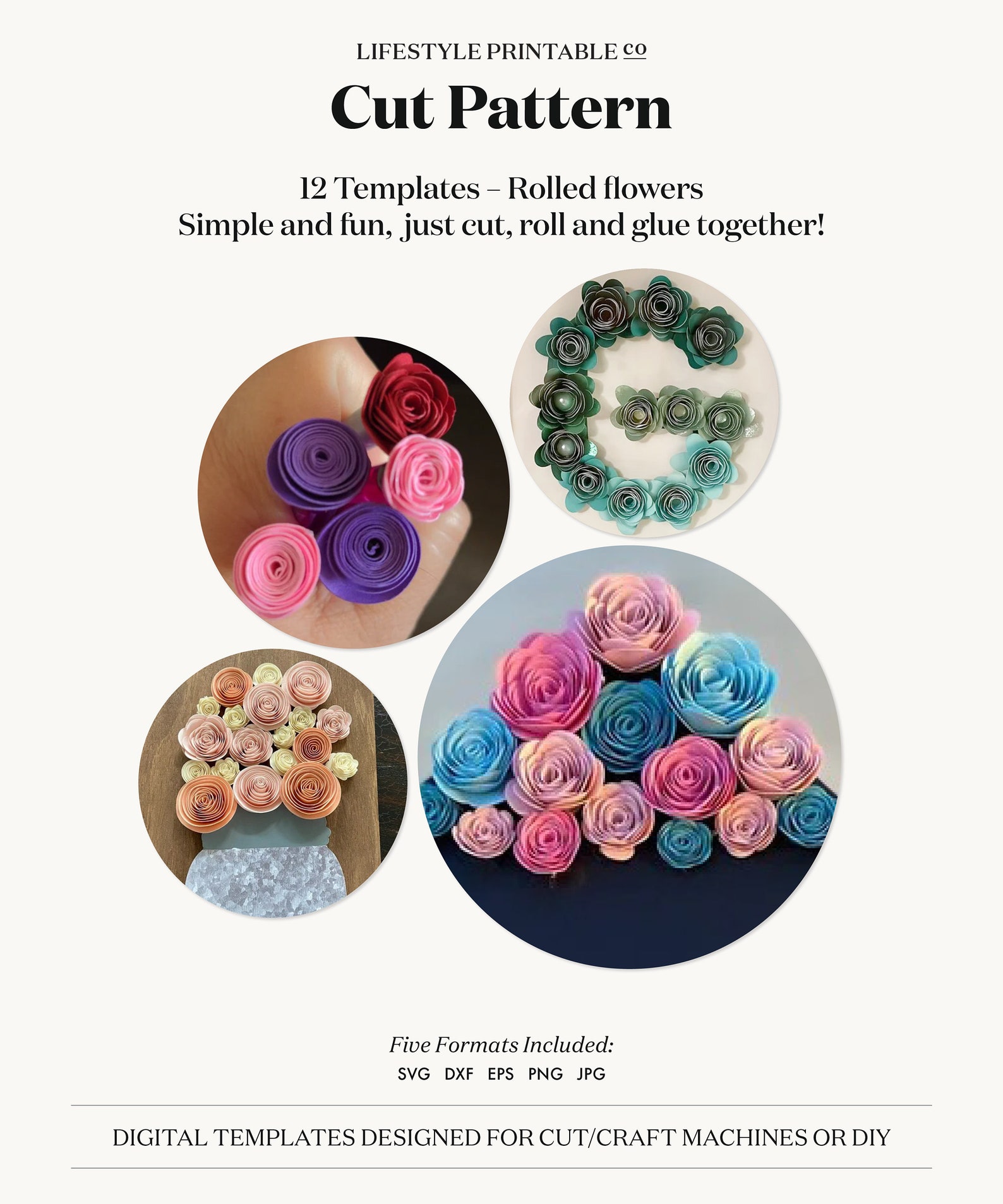 Rolled Flower SVG 3D Flower Template Rolled Paper Flower - Etsy