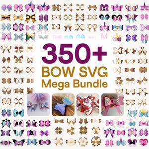 350+ strik bundel hele winkel, haarstrik sjabloon, strikcollectie SVG, viltstrik SVG, haarelastiekje silhouet, Cricut gesneden bestanden